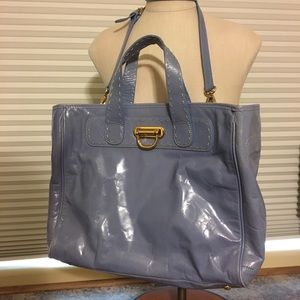 BARR + BARR Large Periwinkle Blue Tote Bag Leather